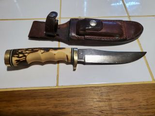 Vintage Schrade Usa 153uh Golden Spike Hunting Knife With Sheath