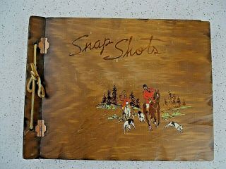 Vintage Snapshots Photo Album Scrapbook Craft Wooden Dogs Horses Hunting 1941