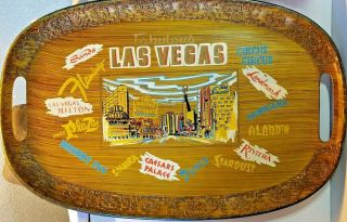 Vintage Fabulous Las Vegas Casino Hotels Serving Tray Tavern Pub Barware