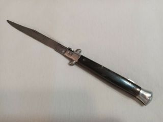 Vintage Italian Stiletto Knife 11  Black Horn Scale