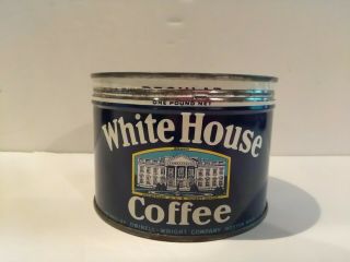 Vintage Keywind Coffee Tin Can White House 1lb