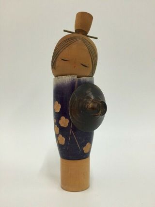 Japanese Wooden Kokeshi Figure Doll Vintage Girl Signed Kimono Woman Y180