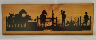 Vintage Harvey Bernard " Not A Drop " Farm Art Style Wood Silhouette 16 "