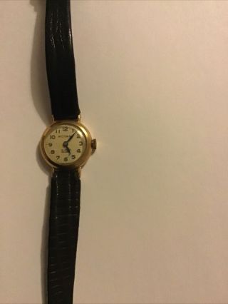 Vintage Rotary Ladies Watch With 9ct Gold Case 17 Jewels
