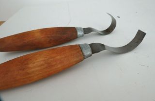 2 Vintage Erik Frost Mora Wood Carving Bowl Hook Scooping Knife Very Fine Blades