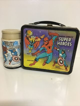 Vintage Marvel Comics Heroes Metal Lunch Box 1976