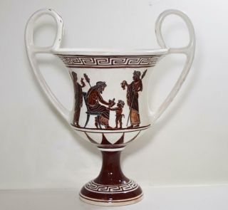 Vintage Greek Ancient Greece Themed Handmade Ceramic Vase Kantharos