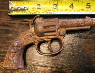Old Vintage 1940 Cast Iron Hero Cap Gun Toy Pistol Stevens
