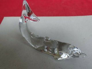 Very Fine Vintage Baccarat Clear Glass Paperweight Figurine Dolphin Tail Up