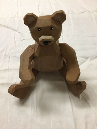 Old Wooden Bear With Moving Arms And Legs