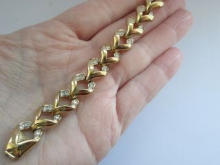 Vintage Signed Attwood & Sawyer Gold Plated Crystal Glass Link A&s Bracelet