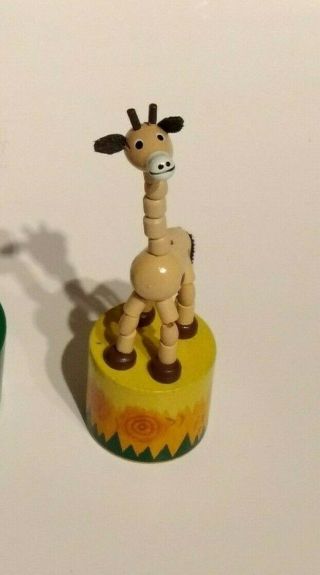 Wooden Giraffe Push Button Push Puppet Movable Toy