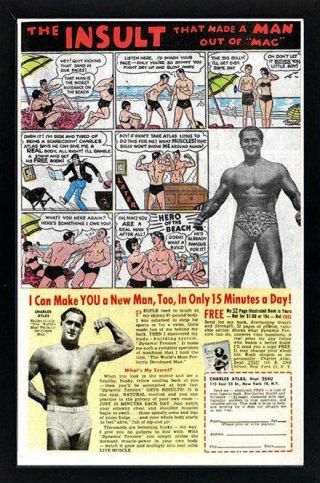 Charles Atlas Hero Of The Beach Advertisment Vintage Style Framed Poster