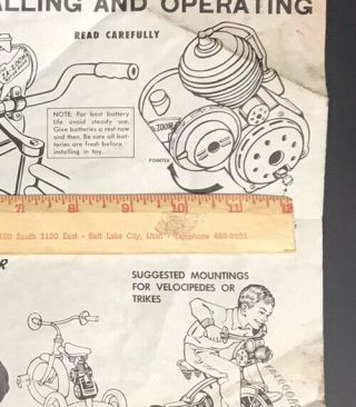1960 ' s INSTRUCTIONS for Marx ZA - ZOOM Hot Rod Engine Bicycle Motor 3