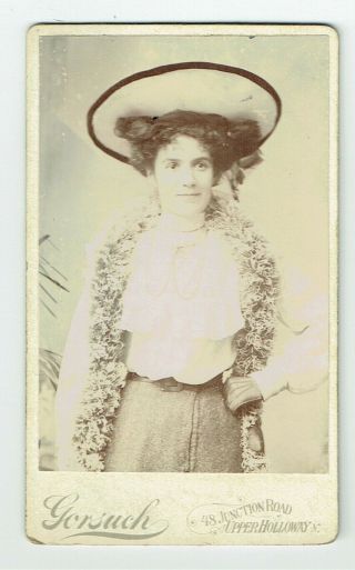 Victorian Cdv Photo Woman Wearing Hat London Photographer