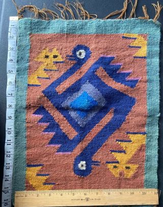 Vintage Navajo Small Hand Woven Wool Carpet Thunderbird