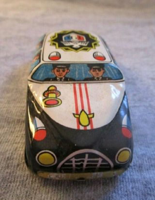 Vintage 1950 ' s - 60 ' s Friction Tin Litho Police Car 610 T N NOMURA toys Japan NOS 3