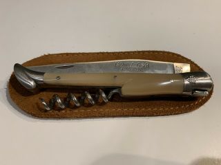 Laguiole Folding Knife / Corkscrew W/ Sheath G R Authentique 12c27 France