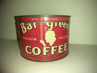 Vintage Keywind Coffee Tin Can Bar Green 