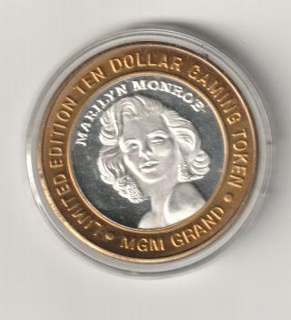 Mgm Hotel & Casino Limited Edition " Marilyn Monroe " $10 Silver Token