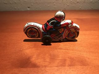 Vintage Tin Litho Friction Toy,  Military Police,  Motorcycle