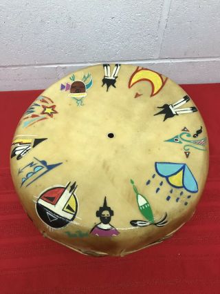Handmade Native American Indian Styled Rawhide Drum Skin Clock