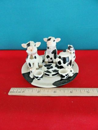 Ten 10 Piece (includes lids) Black & White Cow Children ' s Childs Toy Tea Set 3