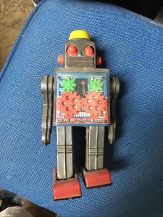 Horikawa ?? Vbattery Operated Piston Robot Vintage Tin Plastic Toy 1960