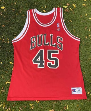 Vintage Champion Michael Jordan 45 Chicago Bulls Jersey Shirt Red Usa Size 48