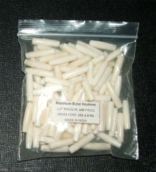 100 Bone Hairpipe Beads 1 " White For Native American Jewelry Or Crafts