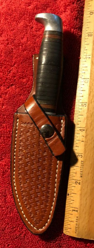 Vintage 8 " Case Xx 364sab Leather Handle Hunting Knife With Custom Sheath
