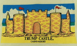 Vintage 80s Trump Castle Casino Resort 20 " X15 " Zipper Canvas Tote W/sand Castle