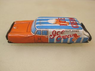 Vintage Himai Japan Tin Litho Ice Cream Delivery Friction Toy Car B2798