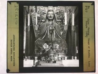 Vintage Glass Magic Lantern Slide Buddha Statue In Lama Temple China 1934