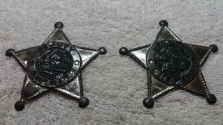 2 Vintage Deputy Sheriff Tin Toy Badges Pin1960 