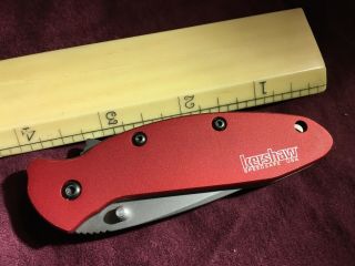 Red Kershaw Scallion1620rd,  Plain Blade,  Liner Lock,  Folding Knife,