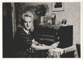 1930s Blonde German Woman Antique Radio - Vintage Snapshot Found Photo Fashion