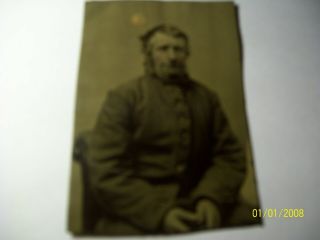 Vintage Tin Pict Great Picture 2.  5 X 3.  5 Gentleman looks like some type of Unifo 2