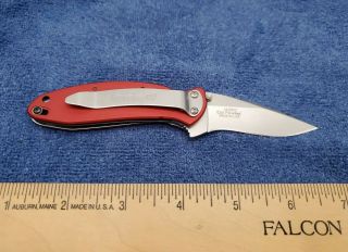 Red Kershaw Scallion1620rd Plain Blade Liner Lock Folding Pocket Knife K505