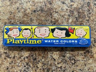 Vintage Water Color Paint Tin Metal Binney & Smith Playtime