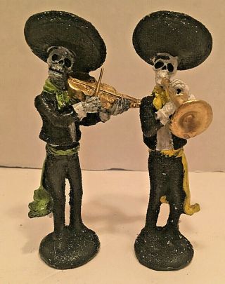 Skeleton Mariachi Band Players Day Of The Dead Figurines Set Of 4 Nwt