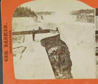 Niagara Falls Stereoview C.  1870s Prospect Point - Geo.  Barker Photographer
