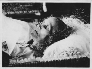 Vintage Silver Photograph 1920 Post Mortem Dead Woman Sunken Eyes