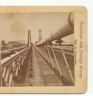 Along The Inside Of The Suspension Bridge Niagara Falls Ny Stereoview C1895