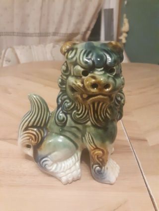 Vintage Chinese Asian Ceramic Foo Dogs Fu Lions 6” 2