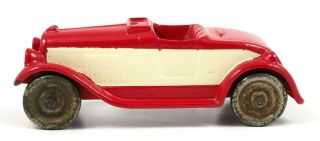 Vintage Cast Iron Red And White Toy Race Car Or Sports Car