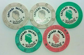 5 Different Caesars Palace - Las Vegas Roulette Casino Chips
