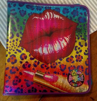 Vintage 90’s Lisa Frank Girl Jumbo Soft Cover Binder Lips Rainbow Animal Print