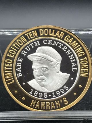 Babe Ruth Centennial Limited Edition $10 Gaming Token.  999 Fine Silver