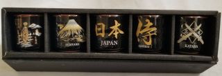 Japanese Glass / Sake Cup Set Of 5.  (10d)